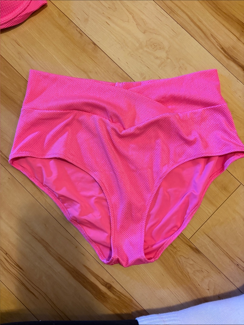 High-Waist Women’s Swim Bottoms in Hot Pink